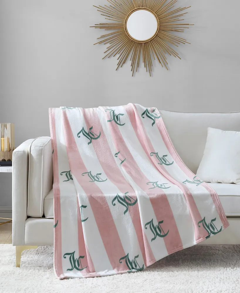 Juicy Couture Cabana Plush Striped Throw, 50" x 70"