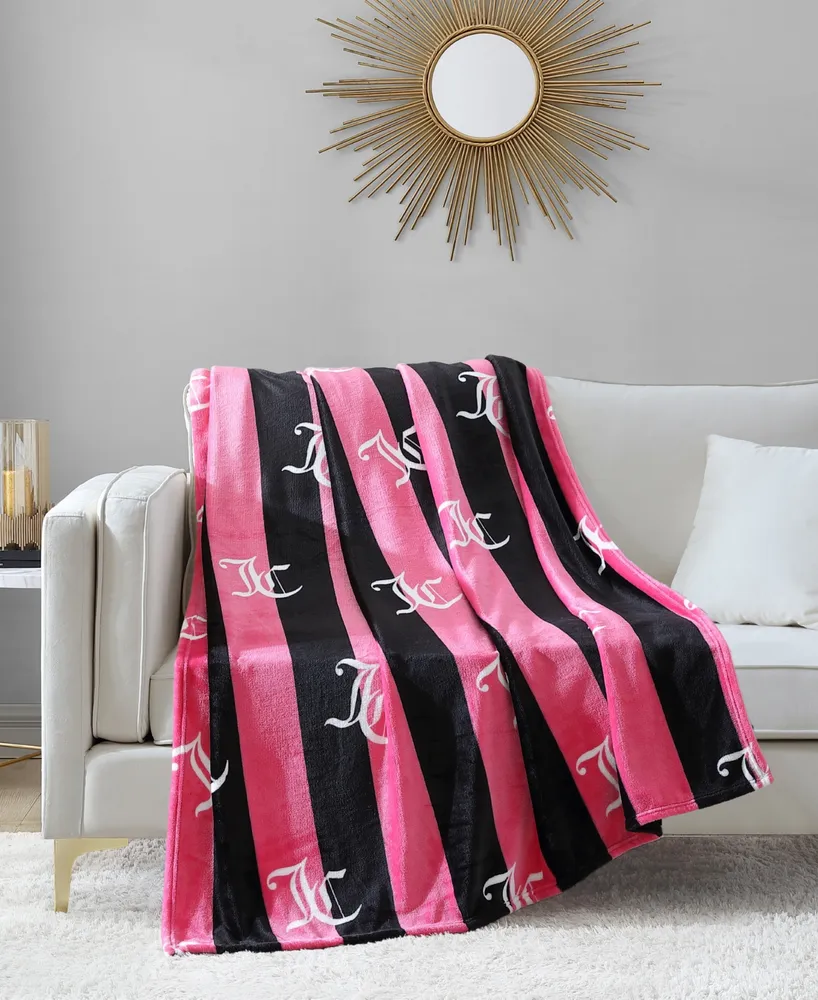 Juicy Couture Cabana Plush Striped Throw, 50" x 70"