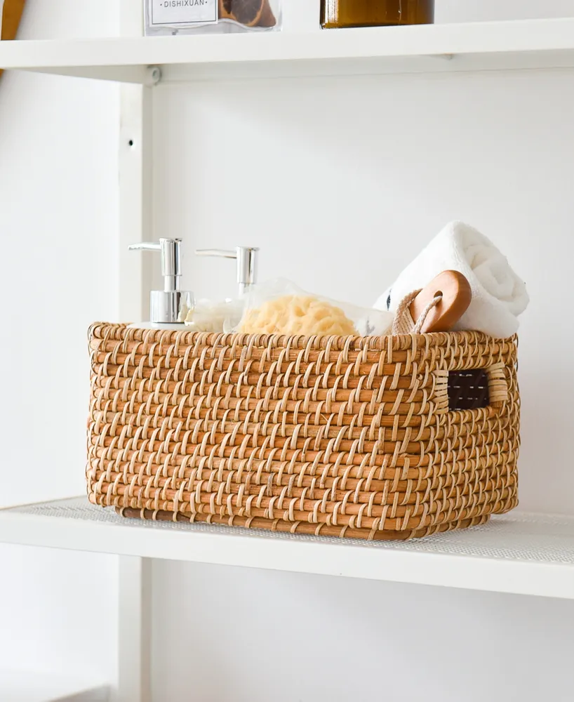 WeThinkStorage 7-Liter Hand-Woven Rattan Storage Basket