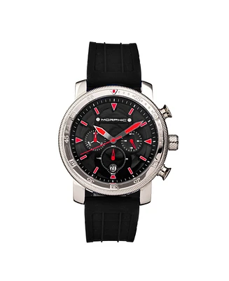 Morphic Men's M90 Series Chronograph Silicone strap Watch w/Date - Black/Red