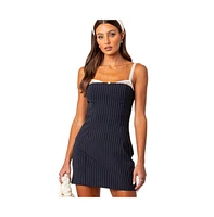 Women's Pinstripe bra detail mini dress