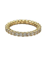 Suzy Levian New York Sterling Silver Cubic Zirconia Pave U-Shape Setting Eternity Band Ring