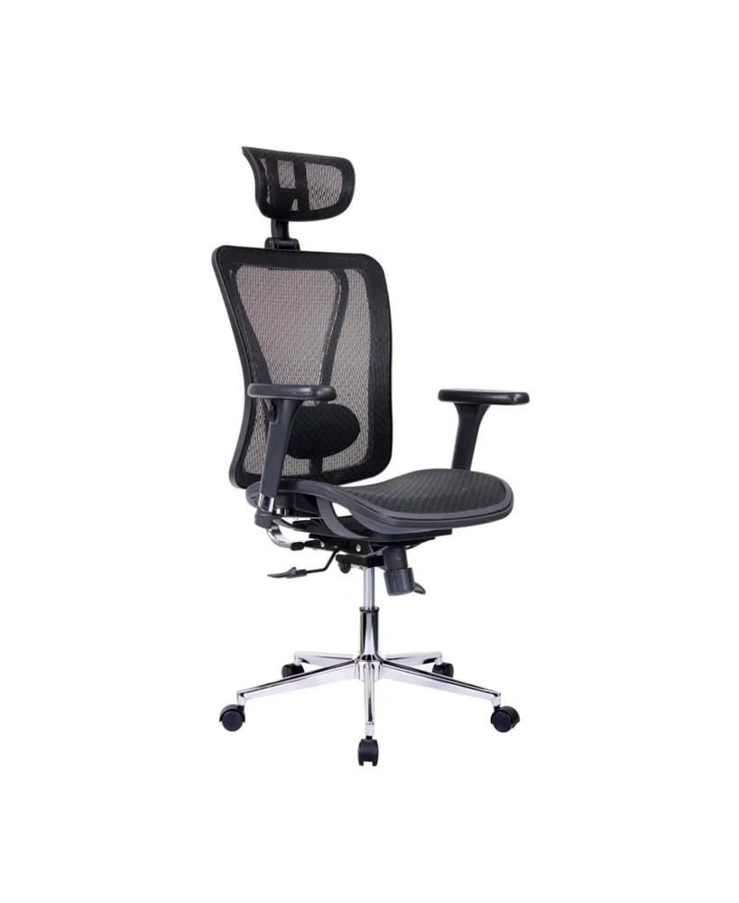 Simplie Fun High Back Executive Mesh Office Chair with Arms, Headrest and  Lumbar Support, Black