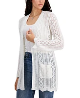 Hippie Rose Juniors' Open-Front Long-Sleeve Cardigan