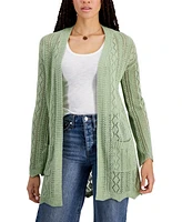 Hippie Rose Juniors' Open-Front Long-Sleeve Cardigan