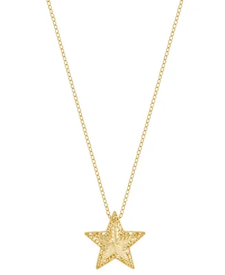 Textured Three Dimensional Star 18 Pendant Necklace 18" in 10k Gold