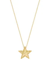 Textured Three Dimensional Star 18 Pendant Necklace 18" in 10k Gold