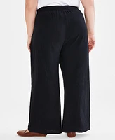 Style & Co Plus Size Gauze Wide-Leg Pull-On Pants, Created for Macy's