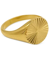 Adornia Gold-Tone Water-Resistant Burst Signet Ring