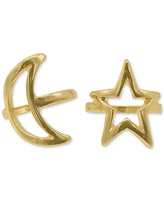 Adornia Gold-Tone Moon & Star Ring Set