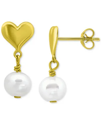Giani Bernini Cultured Freshwater Pearl (5mm) Heart Drop Earrings, Created for Macy's