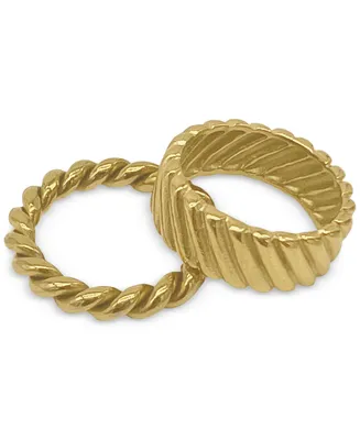 Adornia 14k Gold-Plated 2-Pc. Set Cable & Twist Rings