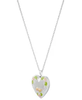 Grandma Painted Heart Locket in Sterling Silver