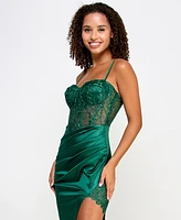 B Darlin Juniors' Lace Corset Gown, Created for Macy's