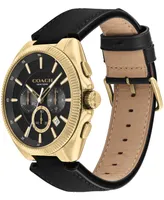 Coach Men's Jackson Black Leather Strap Watch 45mm