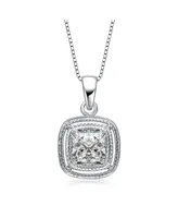 Sterling Silver White Gold Plated Cubic Zirconia Square Drop Pendant