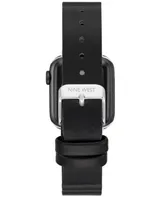 Nine West Women's Black Polyurethane Leather Band Compatible with 38mm, 40mm and 41mm Apple Watch - Black, Silver