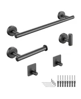 Aquaterior 5-Piece Bathroom Hardware Set Wall Mount 15" Towel Bar Toilet Paper Holder Hook