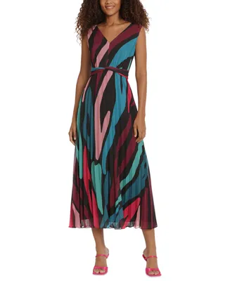 Donna Morgan Women's Printed Pleated Maxi Dress