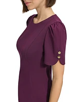 Dkny Women's Belted Ruched-Sleeve Sheath Dress