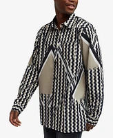 Reason Men's Geo Print Long Sleeves Woven Shirt