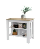 Simplie Fun Rockaway 3-Shelf Kitchen Island White And Light Oak