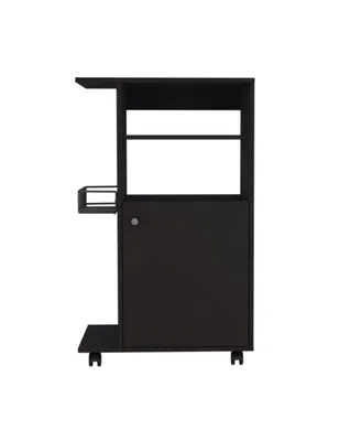 Simplie Fun Clip Kitchen Cart, Single Door Cabinet, Four Casters - Black