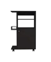 Simplie Fun Clip Kitchen Cart, Single Door Cabinet, Four Casters - Black