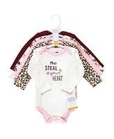 Hudson Baby Baby Girls Cotton Long-Sleeve Bodysuits, Steal Your Heart