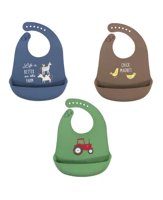 Hudson Baby Infant Boy Silicone Bibs, Tractor, One Size