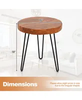 1 Pc Round End Table Accent Side Table Reclaimed Teak Wood Plant Stand