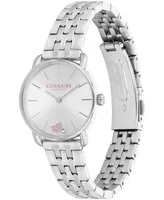 Coach Women's Elliot Silver-Tone Stainless Steel Bracelet Watch 28mm Gift Set