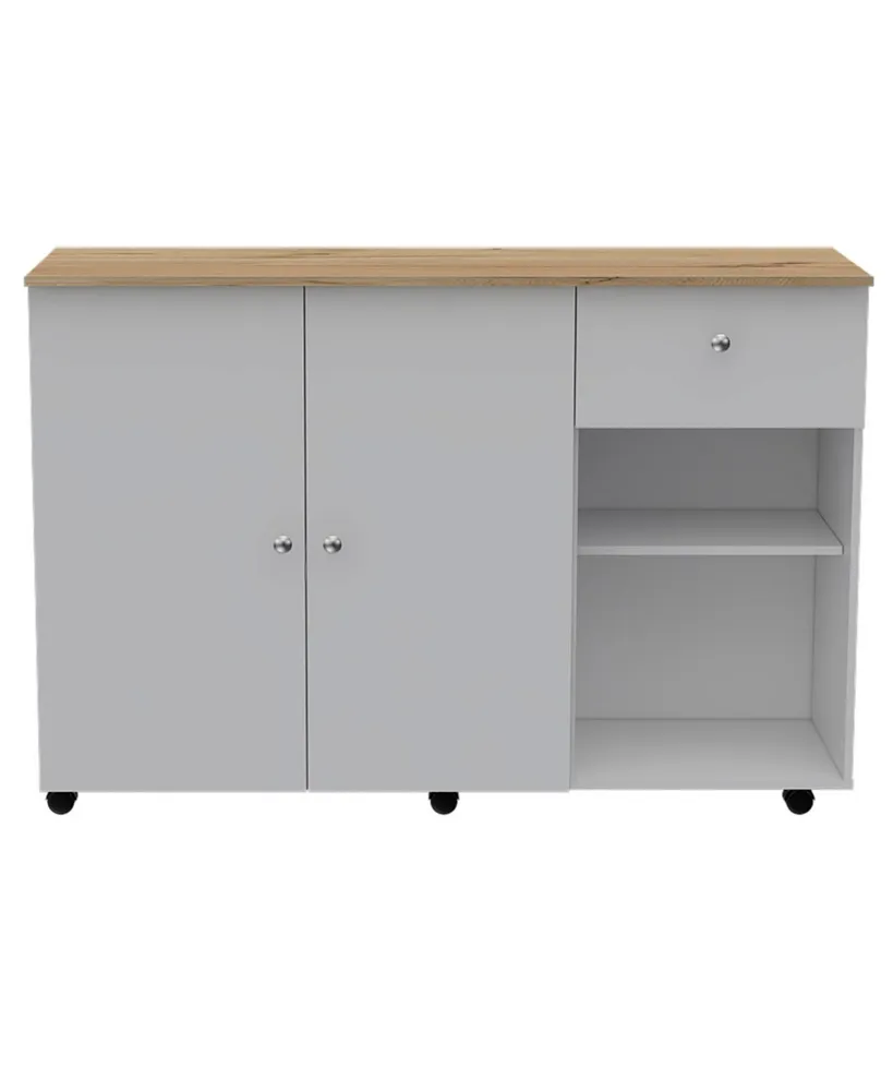 Simplie Fun Sayville 2-Drawer 2-Shelf Kitchen Island White And Pine