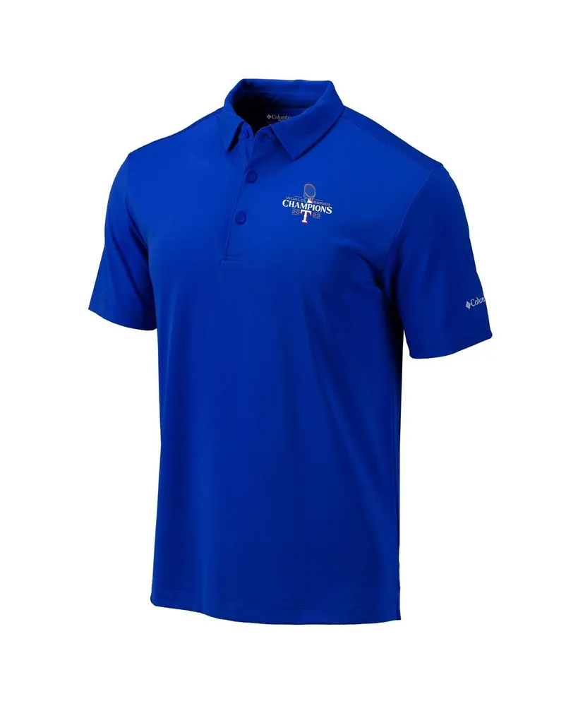 Men's Columbia Royal Texas Rangers 2023 World Series Champions Omni-Wick Drive Polo Shirt