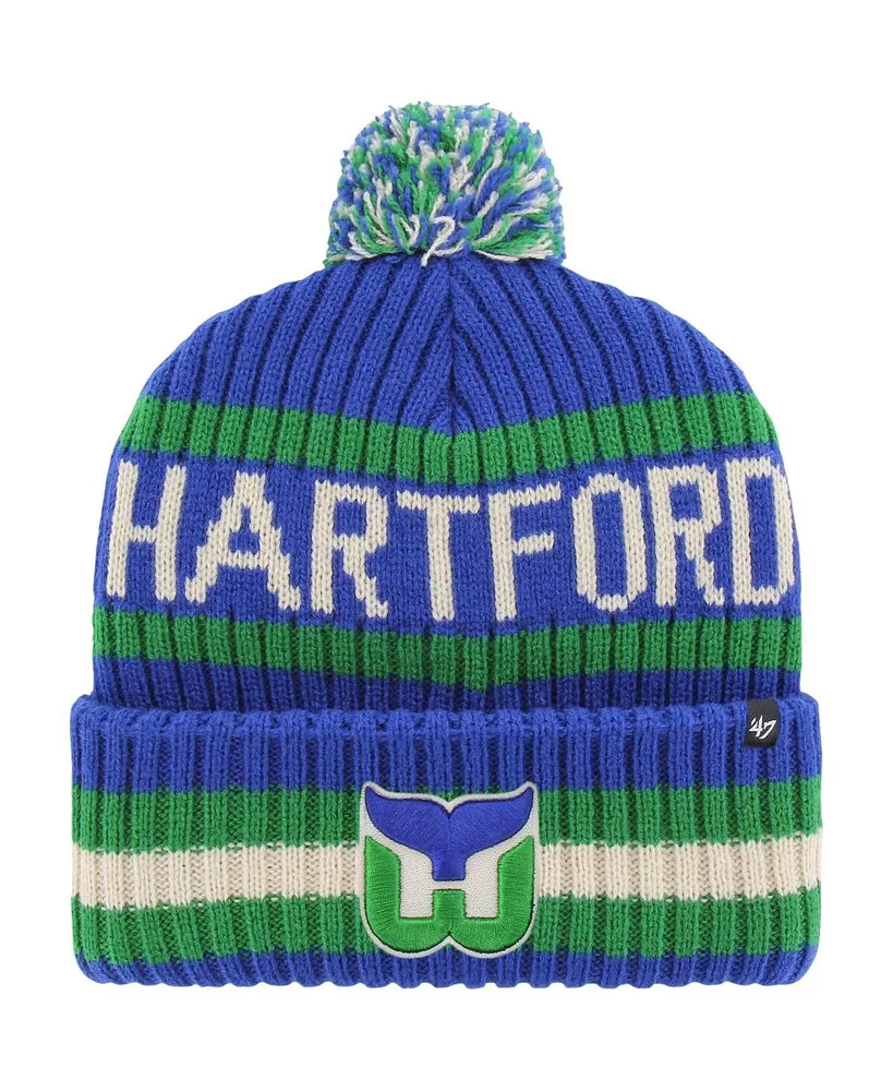 Men's '47 Brand Blue Hartford Whalers Bering Cuffed Knit Hat with Pom