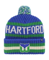 Men's '47 Brand Blue Hartford Whalers Bering Cuffed Knit Hat with Pom