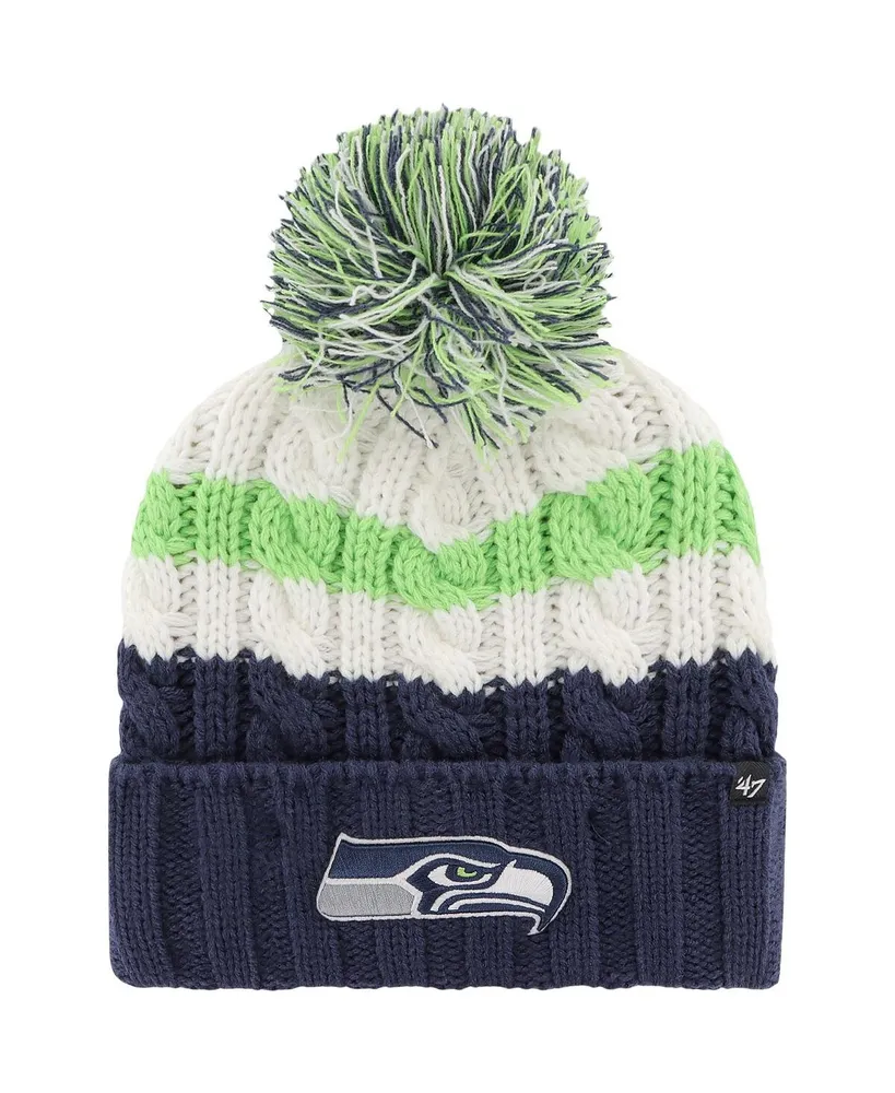 Women's '47 Brand White Seattle Seahawks Ashfield Cuffed Knit Hat with Pom