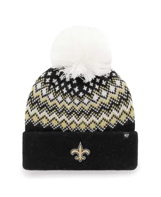 Women's '47 Brand Black New Orleans Saints Elsa Cuffed Knit Hat with Pom