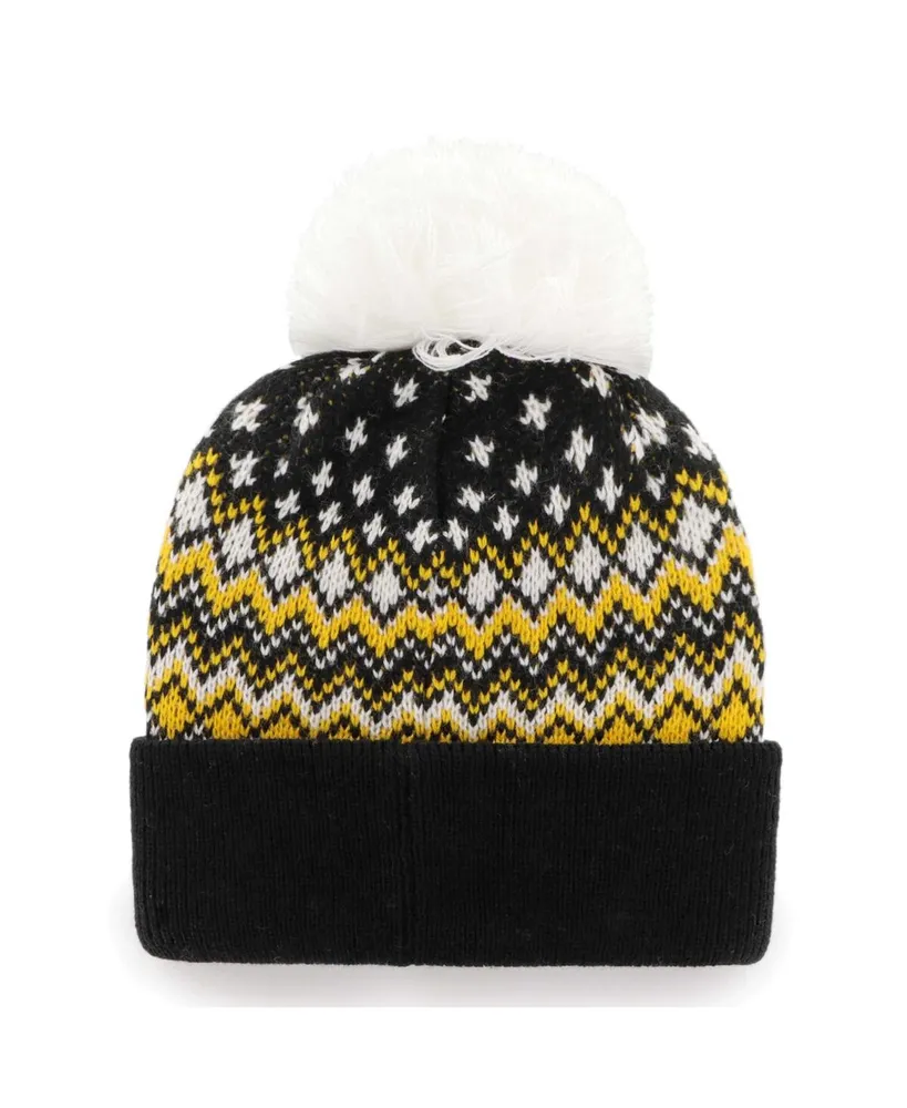 Women's '47 Brand Black Pittsburgh Steelers Elsa Cuffed Knit Hat with Pom