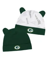 Infant Boys and Girls Green, White Green Bay Packers Baby Bear Cuffed Knit Hat Set