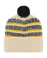 Men's '47 Brand Khaki Iowa Hawkeyes Tavern Cuffed Knit Hat with Pom