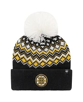 Women's '47 Brand Black Boston Bruins Elsa Cuffed Knit Hat with Pom