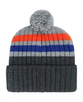 Men's '47 Brand Charcoal Florida Gators Stack Striped Cuffed Knit Hat with Pom