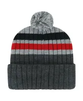 Men's '47 Brand Gray Chicago Blackhawks Stack Patch Cuffed Knit Hat with Pom