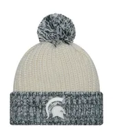 Women's New Era Cream Michigan State Spartans Fresh Cuffed Knit Hat with Pom