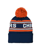 Youth Boys and Girls Navy Chicago Bears Jacquard Cuffed Knit Hat with Pom