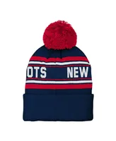 Preschool Boys and Girls Navy New England Patriots Jacquard Cuffed Knit Hat with Pom