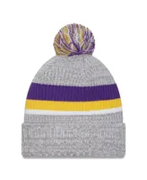 Men's New Era Heather Gray Minnesota Vikings Cuffed Knit Hat with Pom