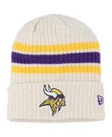 Youth Boys and Girls New Era Cream Distressed Minnesota Vikings Vintage-Like Cuffed Knit Hat