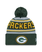 Men's New Era Green Green Bay Packers Main Cuffed Knit Hat with Pom